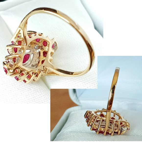 (SOLD) Vintage 10K Y.Gold Ruby Diamond Cluster Ring, Sz6 - Picture 9 of 10